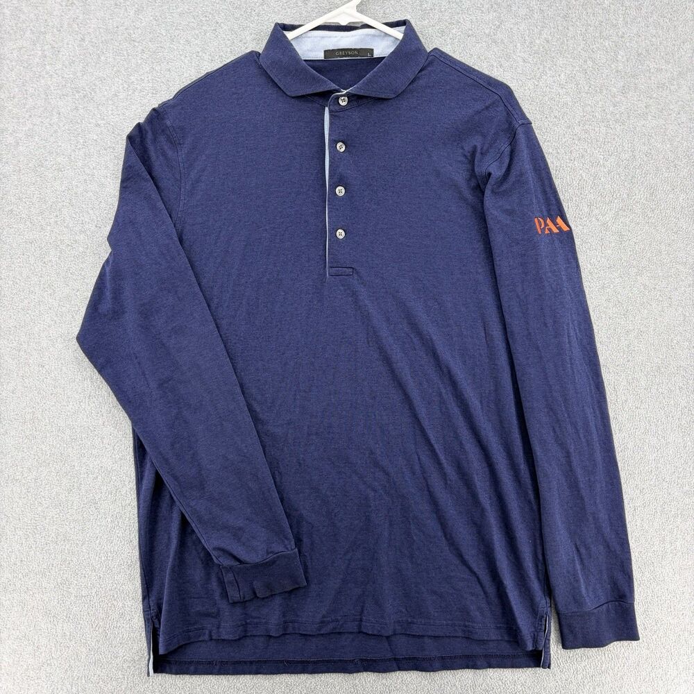 Greyson Golf Polo Mens Large Blue Long Sleeve Pima Cotton Modal Stretch PAA